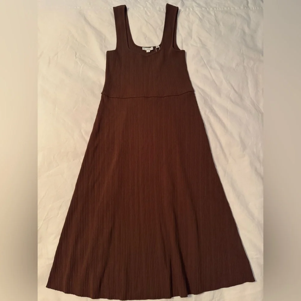NWT Vince Brown Ribbed Midi Dress - Picture 4 of 7